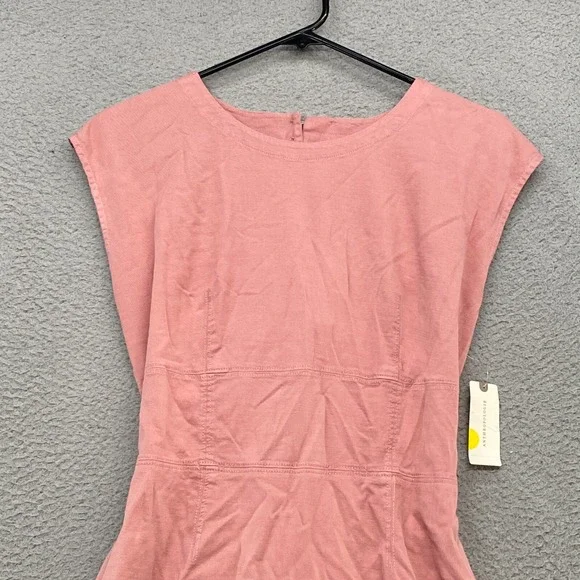 Anthropologie Dress Womens 6 Open Back Utility Pink Mini Tie Back Cap Sleeve - Picture 2 of 16